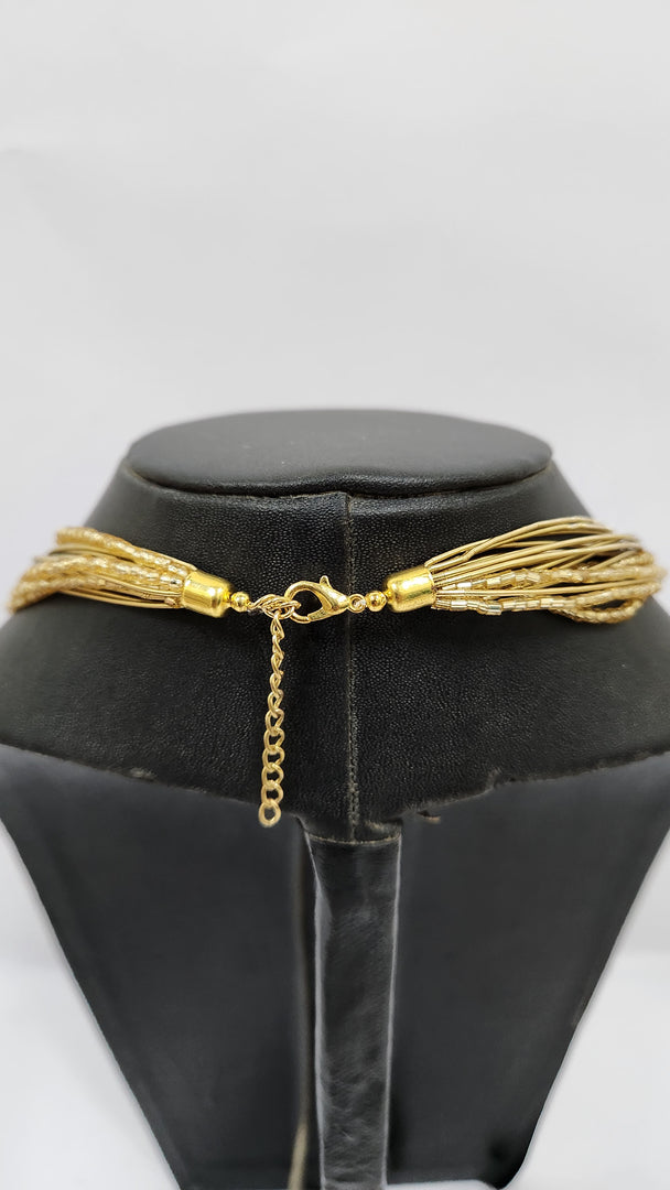 SEED BEAD WITH CUTDANA GOLDEN COLOR NECKLACE