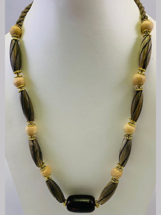 Grey Beaded Horn Necklace main image 0