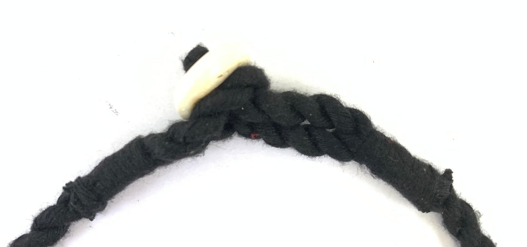 NK14943A RESIN/WOODEN BEAD WITH ALUMINIUM DISC & BRAIDED THREAD NECKLACE