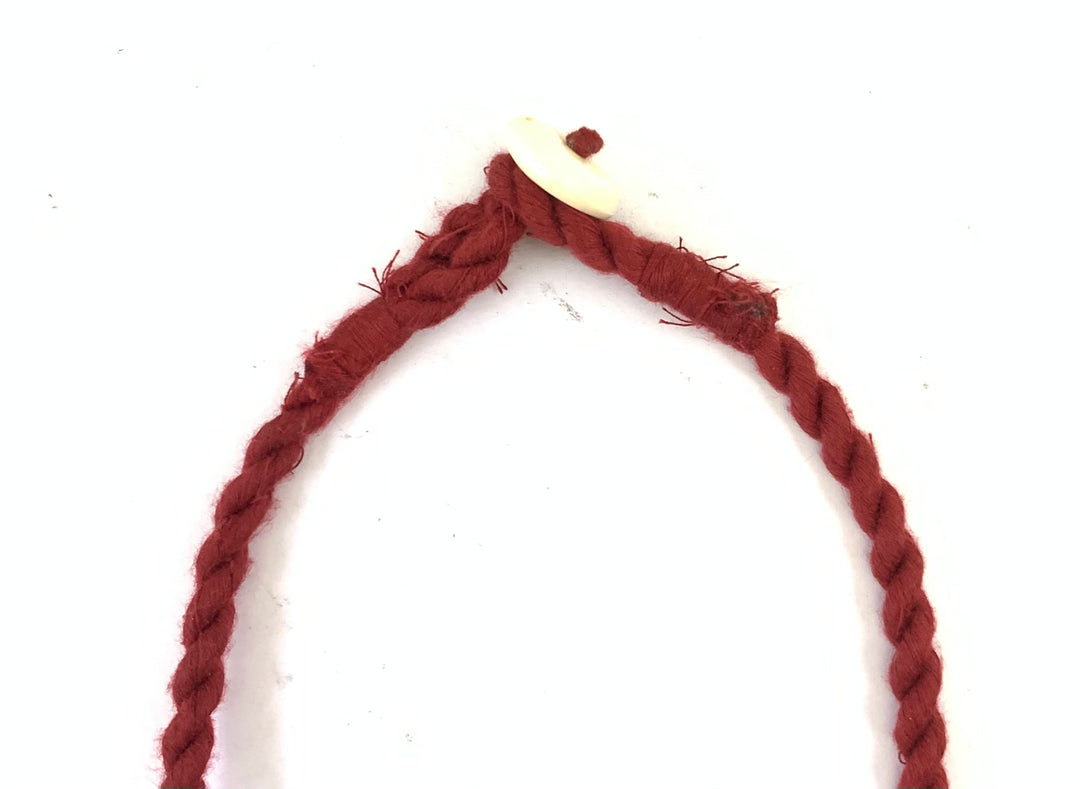 NK14943B RESIN/WOODEN BEAD WITH ALUMINIUM DISC & BRAIDED THREAD NECKLACE