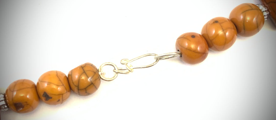 NK14964 RESIN/C C P BEAD NECKLACE