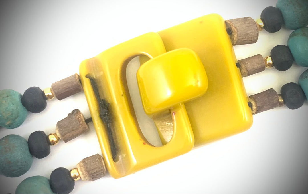 NK14701 MULTI LAYERED WOODEN BEAD NECKLACE