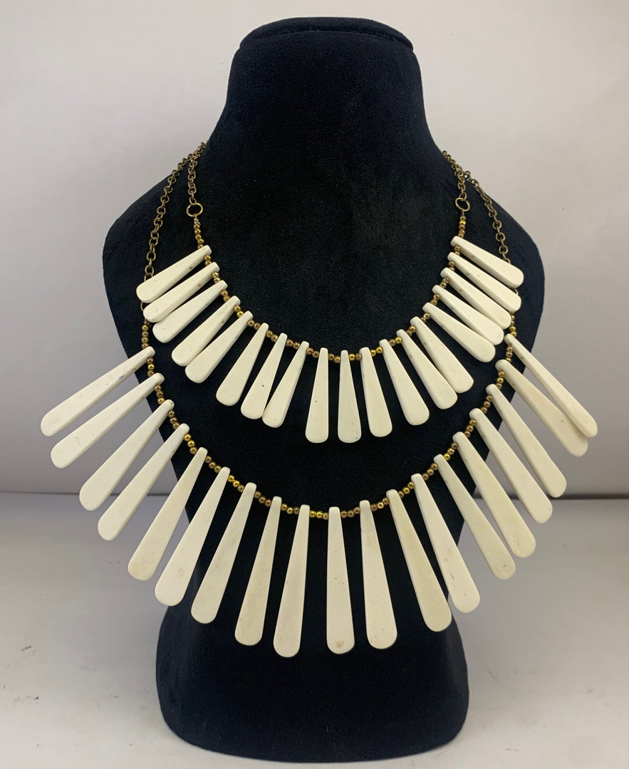 NK14950 BONE PATTI WITH GOLD METAL CHAIN NECKLACE
