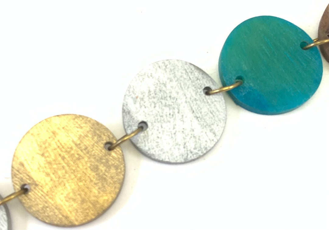 NK11404S HORN DISC WITH GOLD ALUMINIUM NUGGET NECKLACE