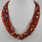 MAROON SEED/GLASS BEAD NECKLACE
