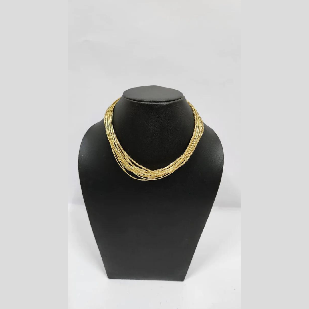 SEED BEAD WITH CUTDANA GOLDEN COLOR NECKLACE