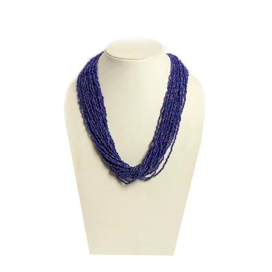 Cobalt blue color seed bead necklace