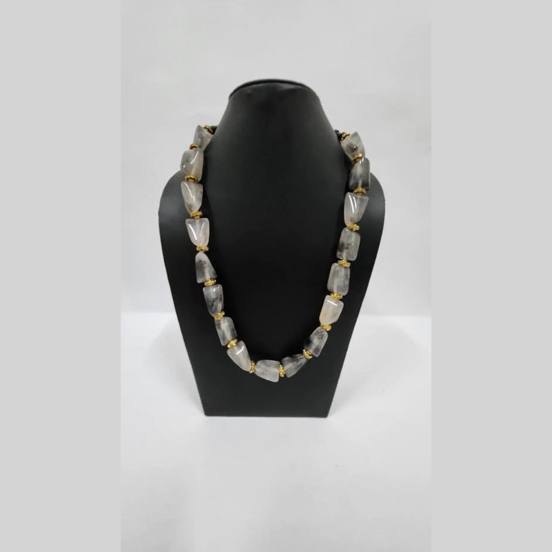 GREY ACRYLIC BEAD NECKLACE