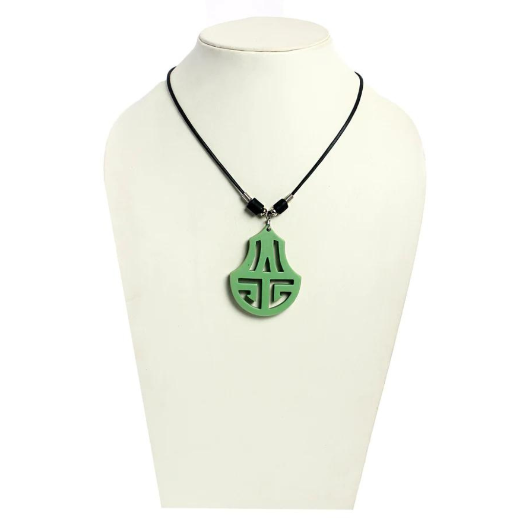 Green Acrylic pendant wax cord necklace