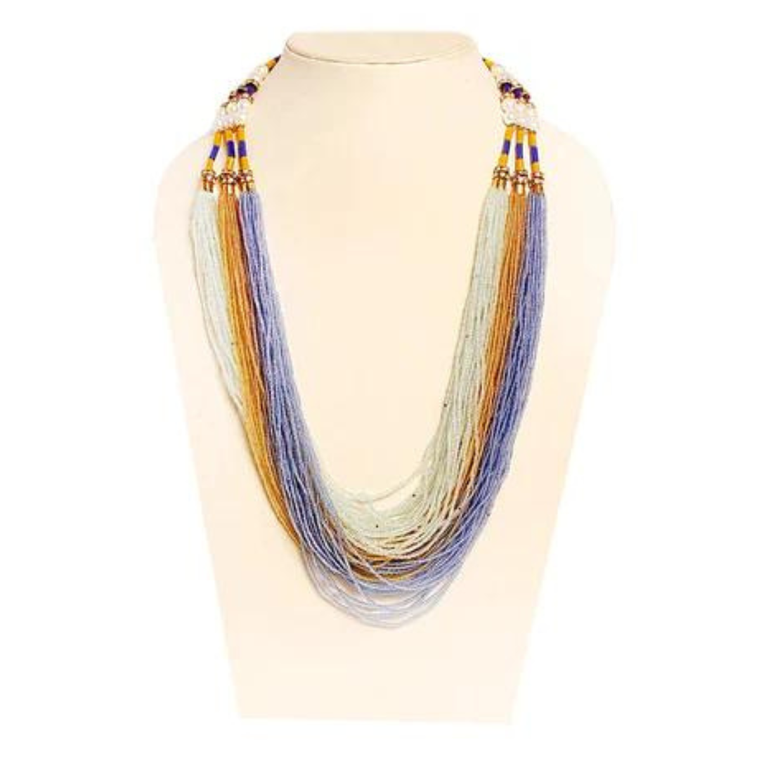Multicolor seed bead layered necklace