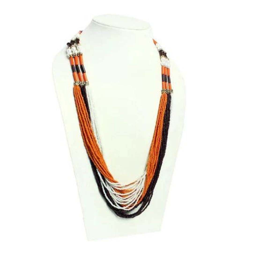 Colored seed bead layered necklace