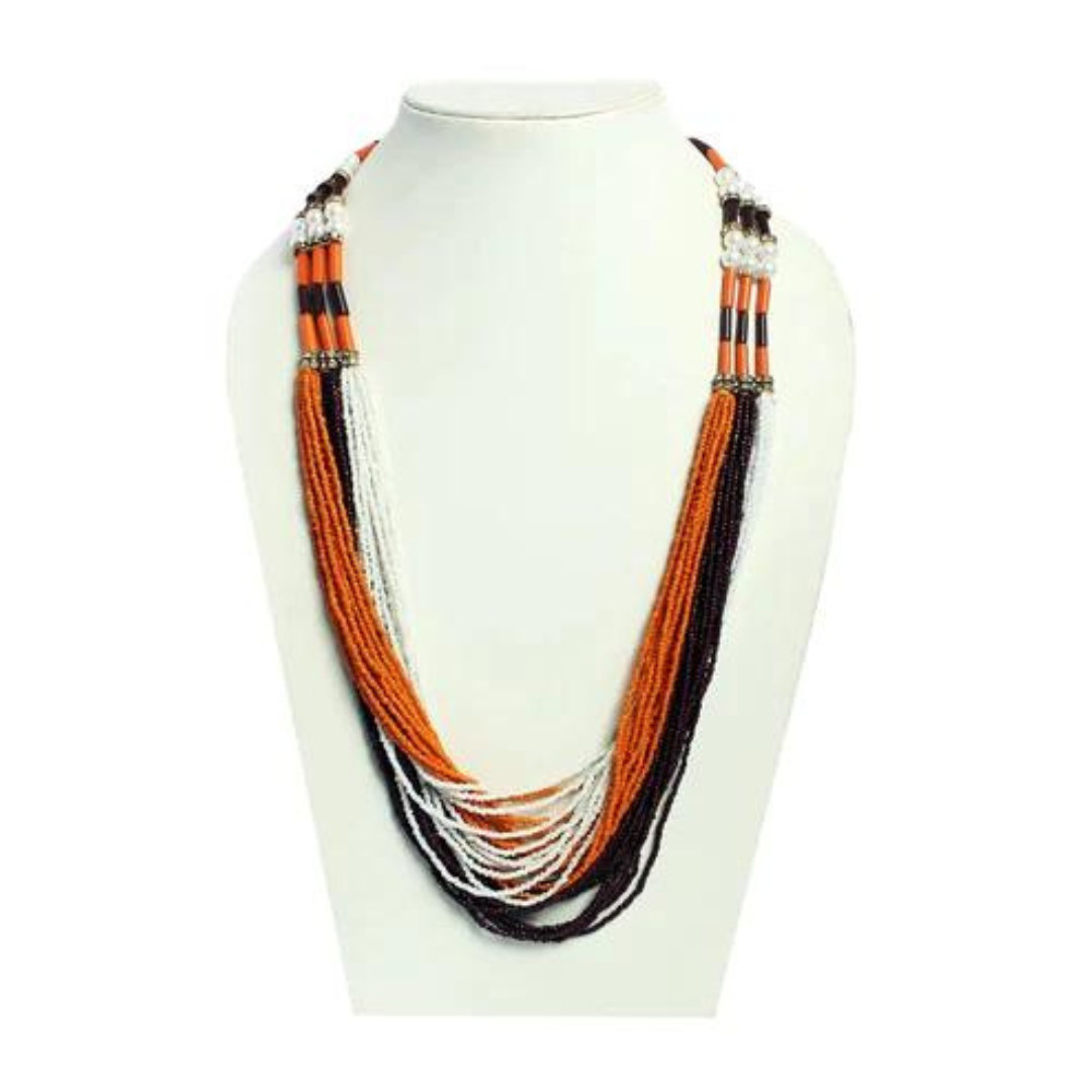 Colored seed bead layered necklace