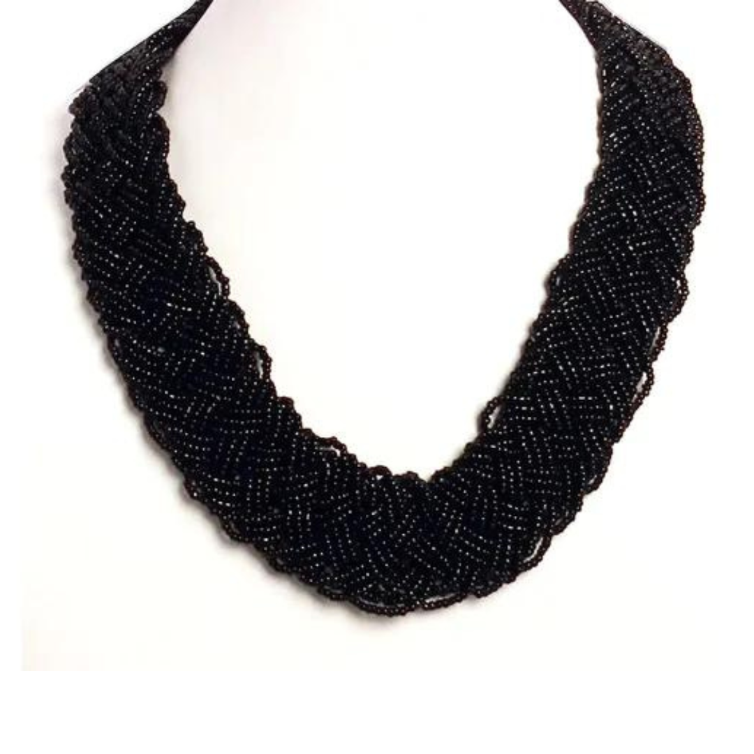 Black Multi Bead Necklace Set