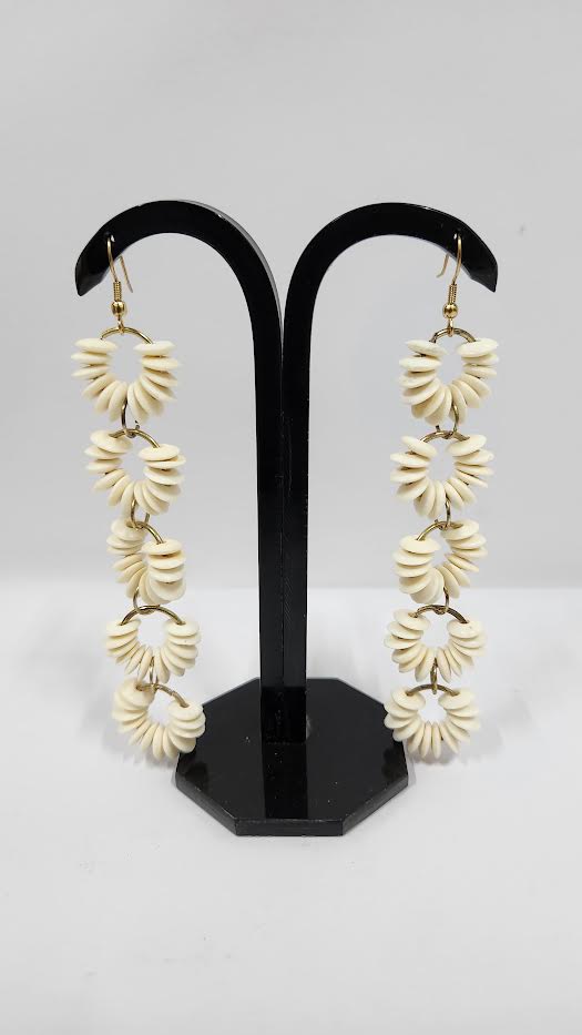 BONE BEAD NATURAL COLOR EARRINGS