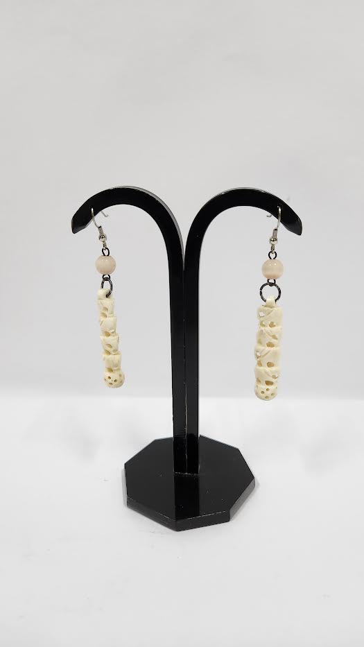 BONE BEAD NATURAL  COLOR EARRINGS