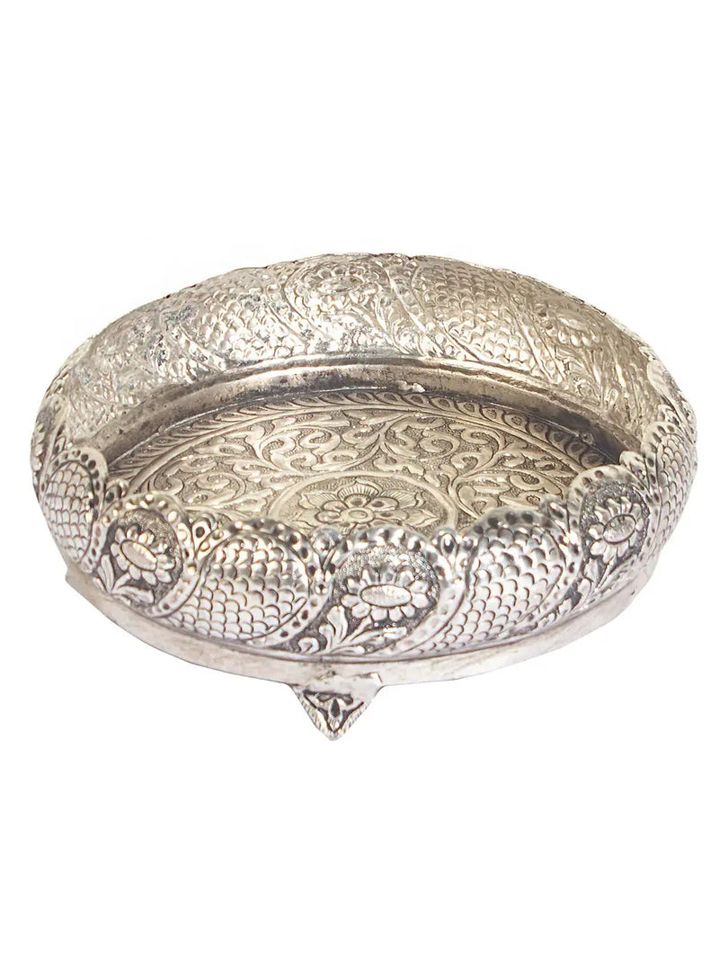 MS 105 White Metal With Silver Polish Decoration Bowl dastakaaristore