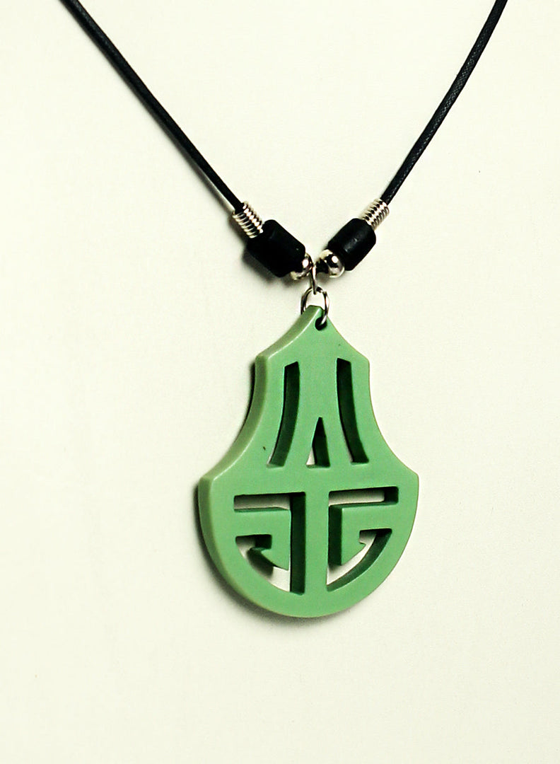 NK 11541B Green Acrylic pendant wax cord necklace dastakaaristore