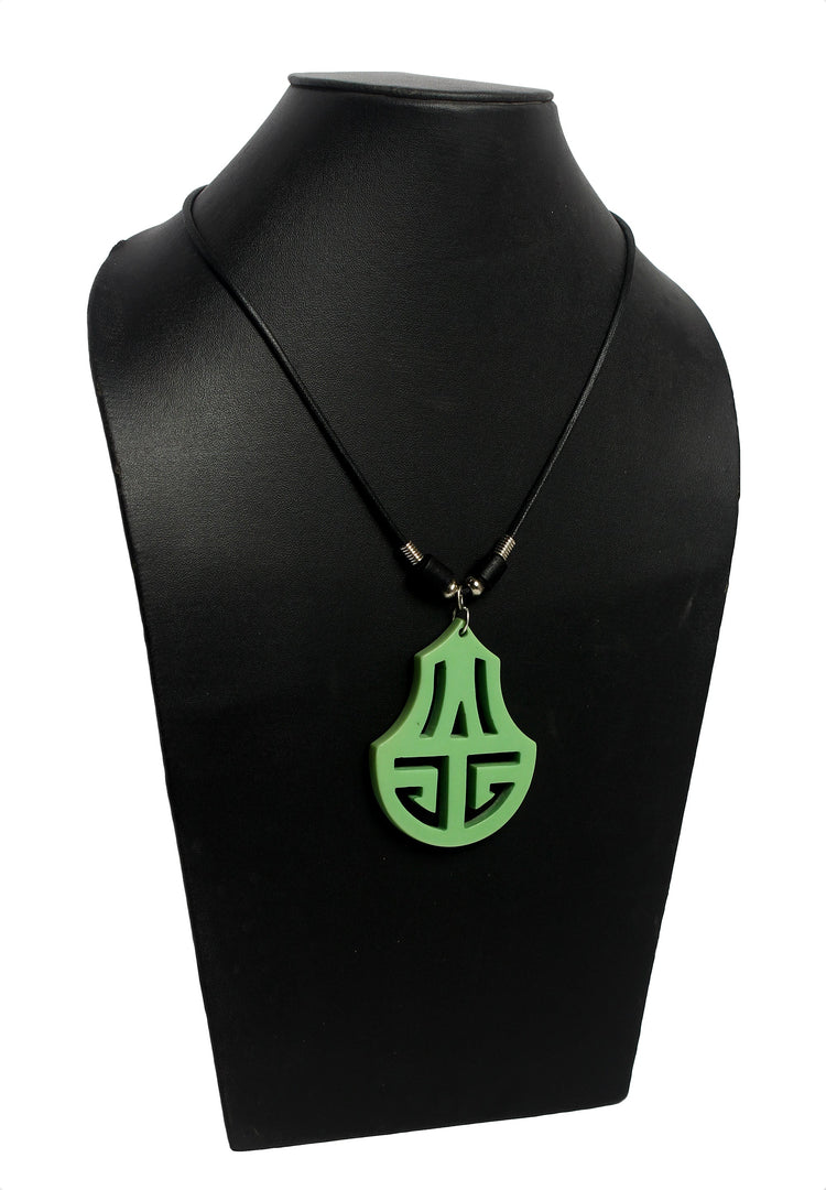 NK 11541B Green Acrylic pendant wax cord necklace dastakaaristore