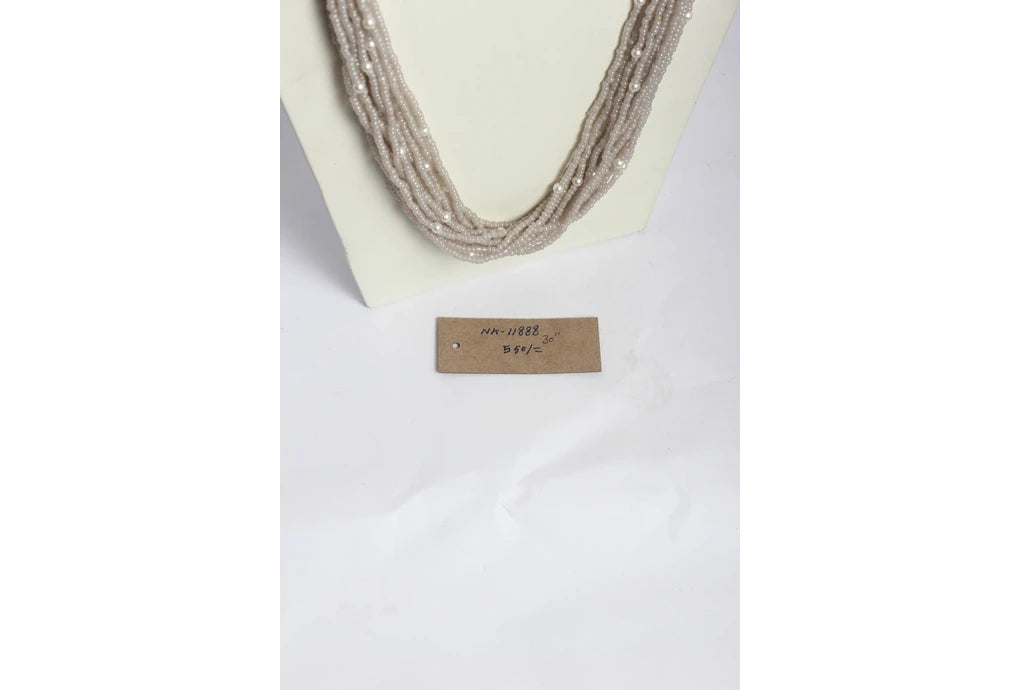 NK 11888 Natural color seed & glass bead layered necklace dastakaaristore