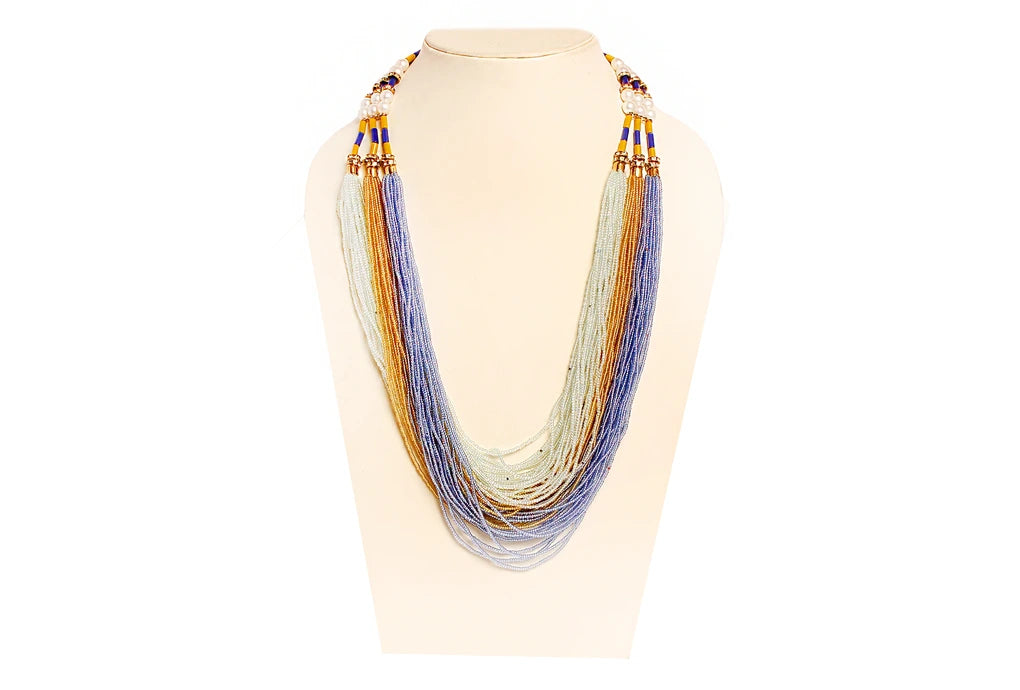 NK 11893 Multicolor seed bead layered necklace dastakaaristore