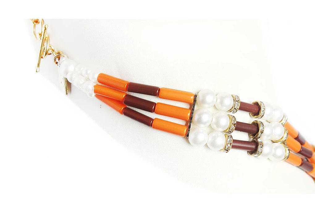 NK 11897 Multicolor seed bead layered necklace dastakaaristore