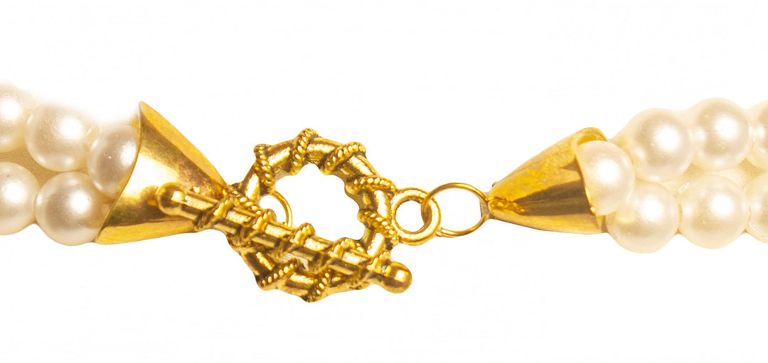 NK 12026 Artificial white pearl bead & evil eye glass bead necklace dastakaaristore