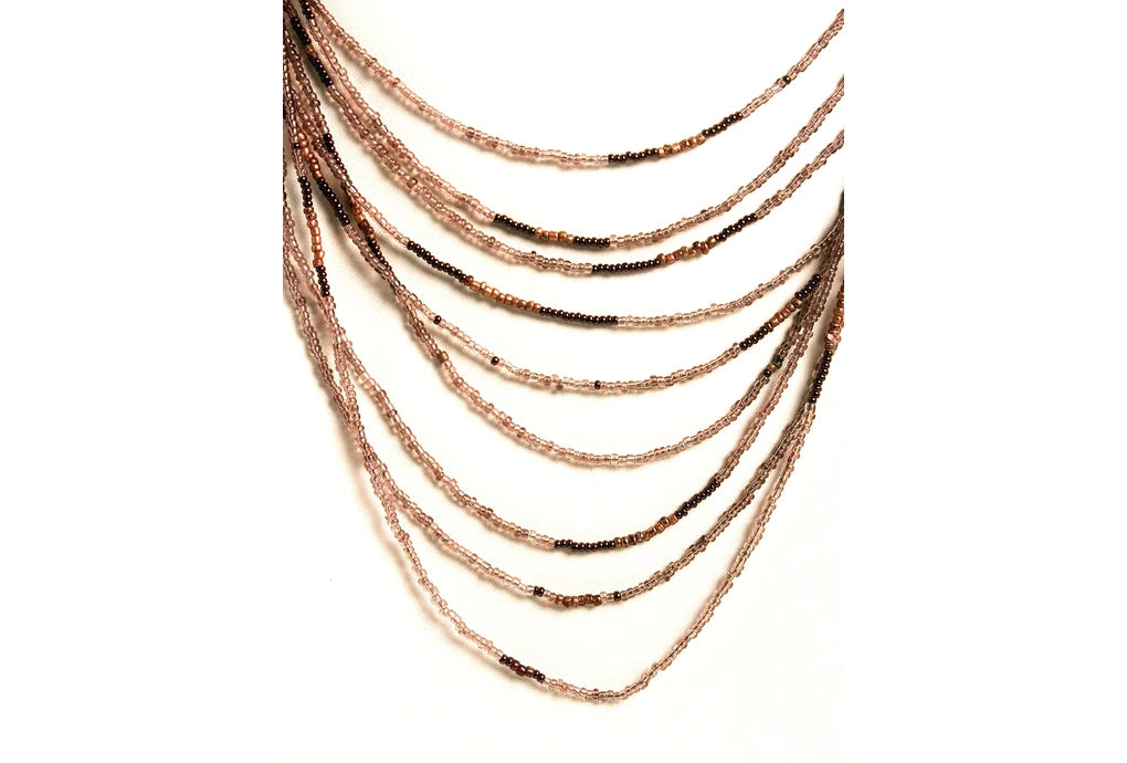 NK 247 Brownish/pinkish seed bead necklace dastakaaristore