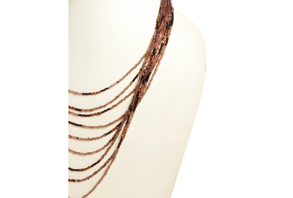 NK 247 Brownish/pinkish seed bead necklace dastakaaristore
