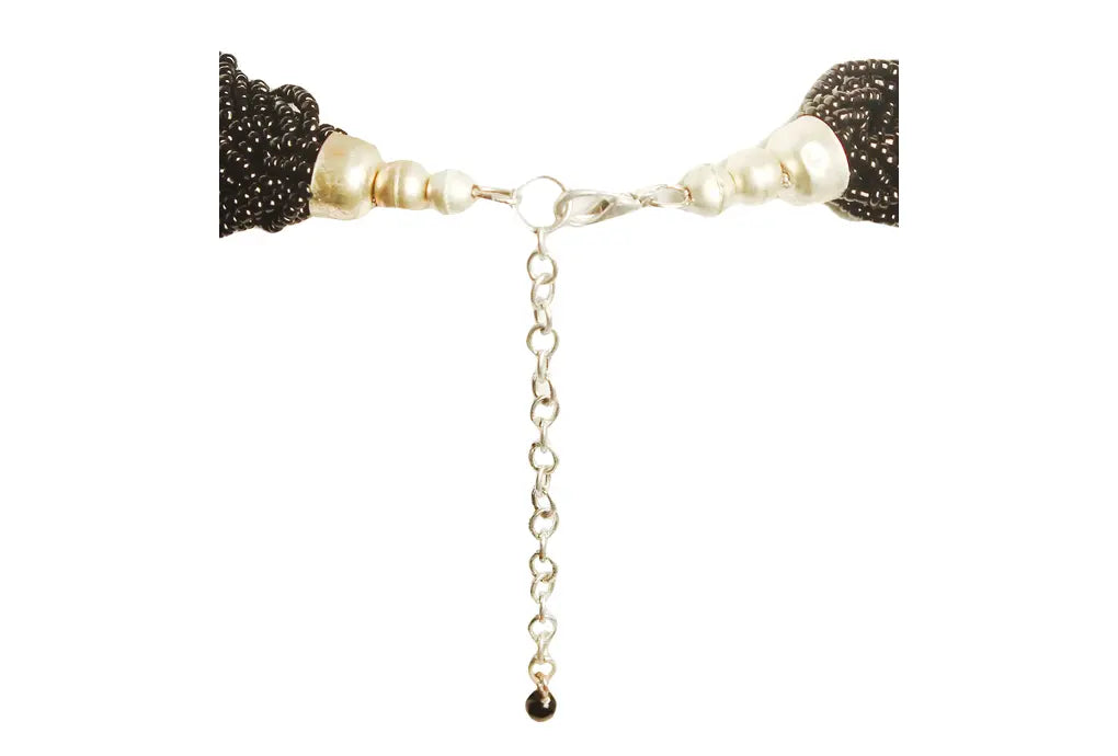 NK 3712 Green multi seed choti necklace with matching earrings set dastakaaristore