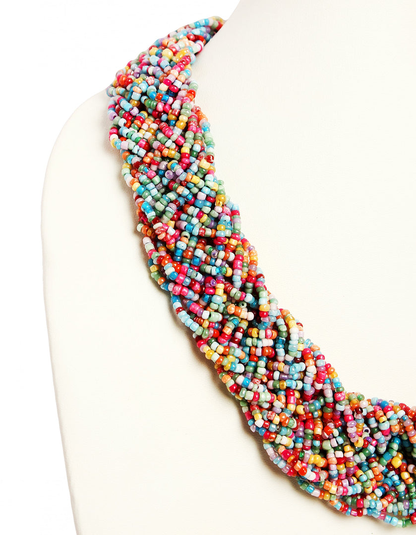 NK 3738 Multicolor seed bead choti necklace with matching earrings set dastakaaristore