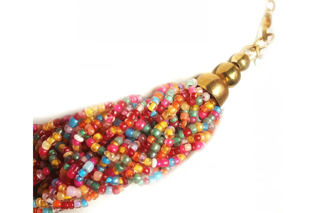 NK 3738 Multicolor seed bead choti necklace with matching earrings set dastakaaristore