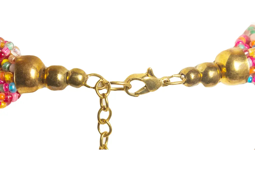 NK 3738 Multicolor seed bead choti necklace with matching earrings set dastakaaristore