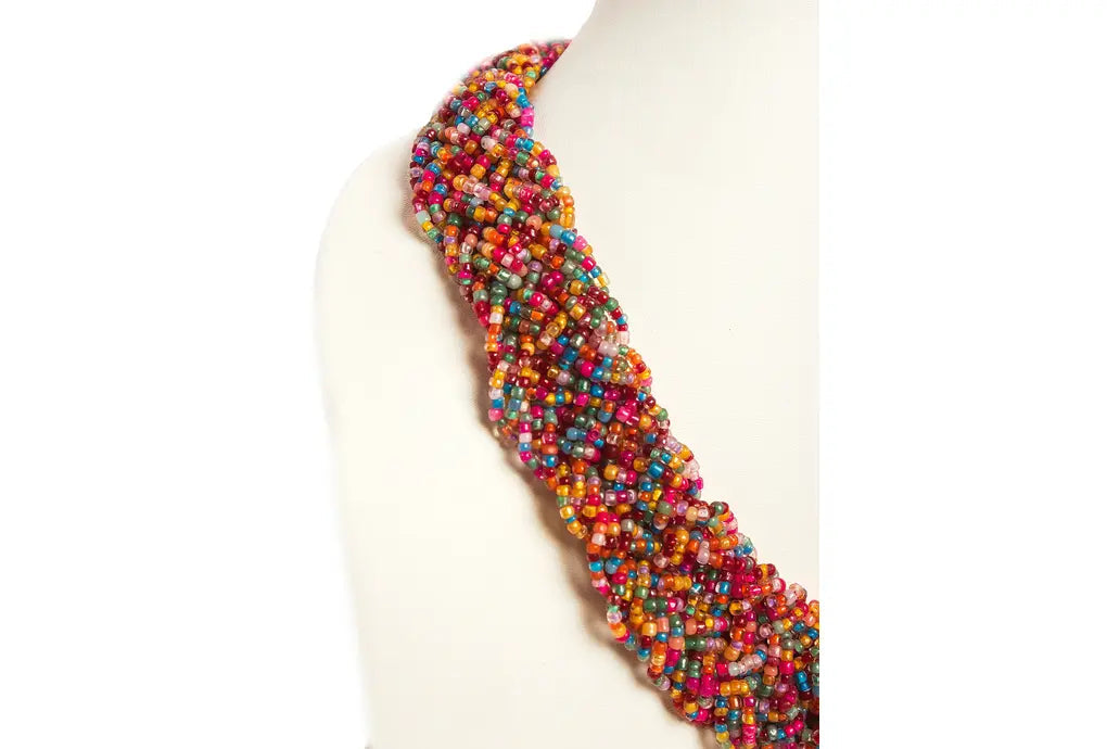 NK 3738 Multicolor seed bead choti necklace with matching earrings set dastakaaristore