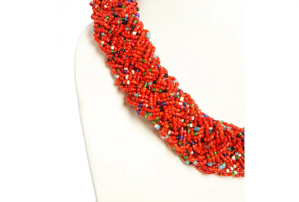 NK 3740 Multicolor seed bead choti necklace with matching earrings set dastakaaristore