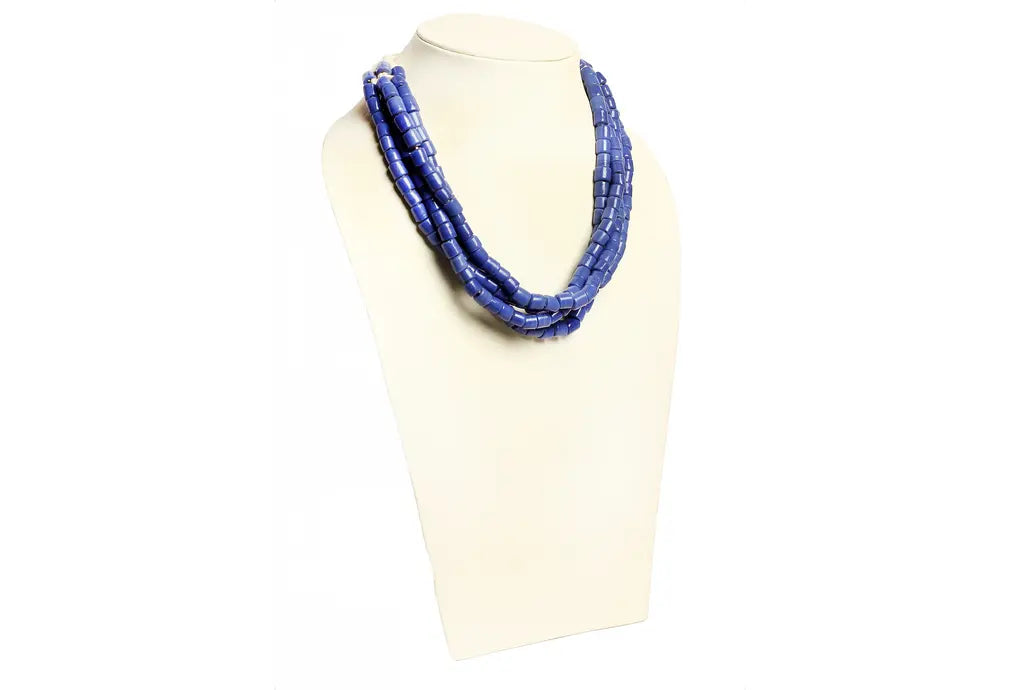 PJ 8085B GLass Bead Cobalt Colour Necklace dastakaaristore