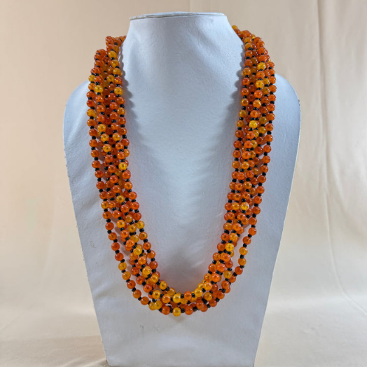 ORANGE, BLACK RESIN BEAD AND HOOK NECKLACE