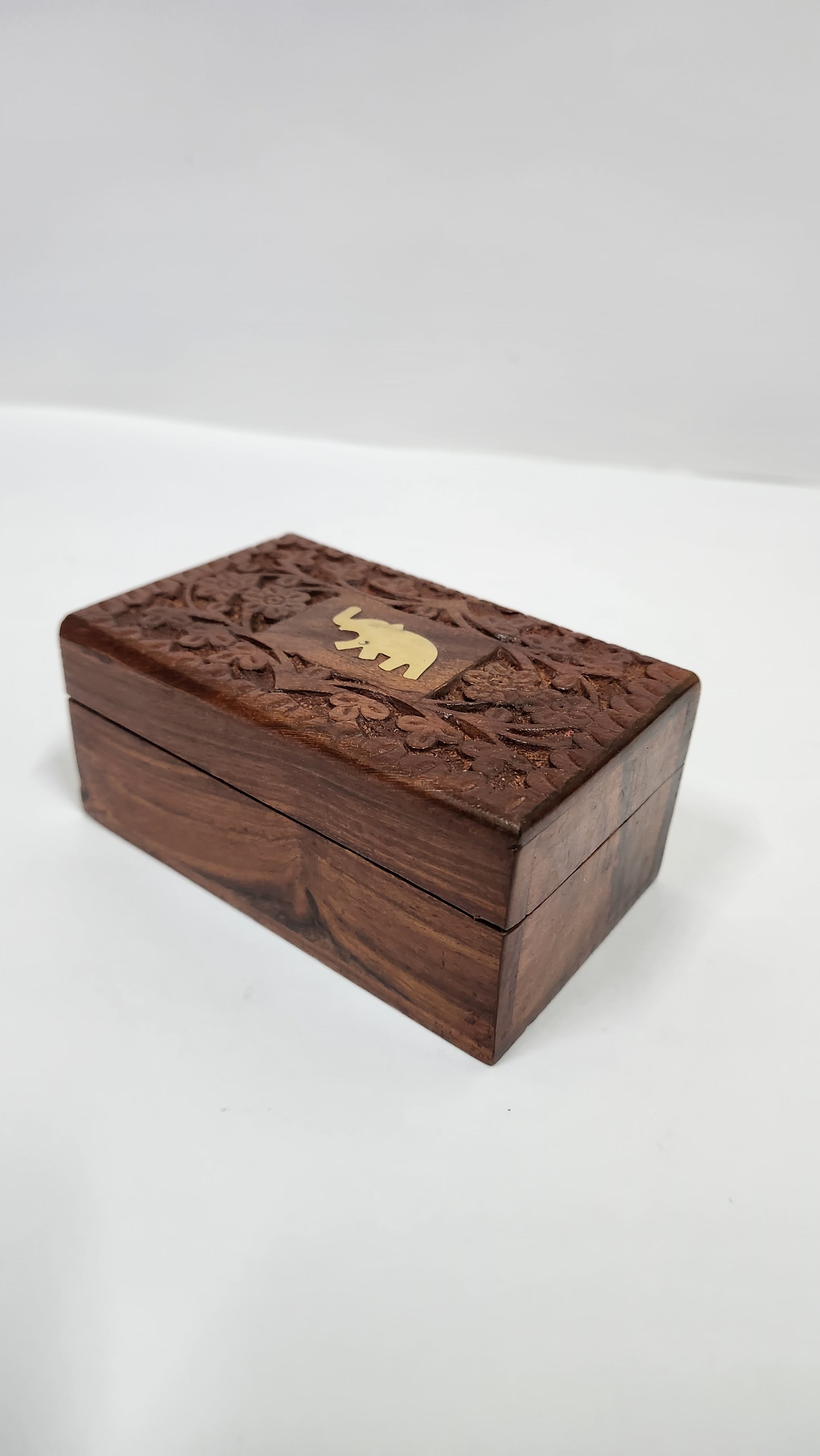 MIG 197 Sheesham Wood Carving Brass Inlay Work Box – dastakaaristore