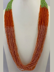 RED, ORANGE, GREEN COLOR SEED BEAD NECKLACE