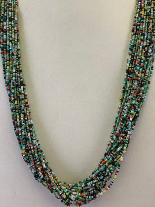 GREEN MULTY COLOR SEED BEAD NECKLACE