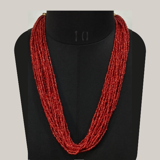 SEED BEAD WITH GOLD ALUMINIUM NUGGET & THREAD NECKLACE