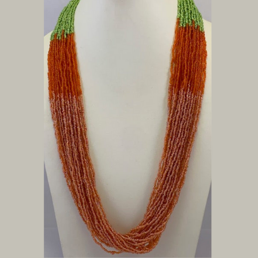 RED, ORANGE, GREEN COLOR SEED BEAD NECKLACE