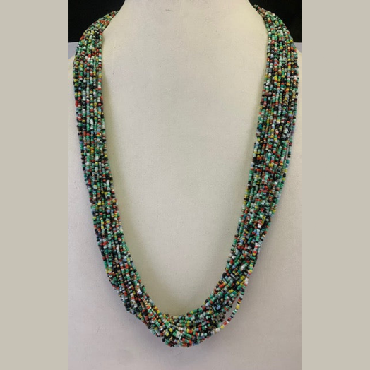 GREEN MULTY COLOR SEED BEAD NECKLACE