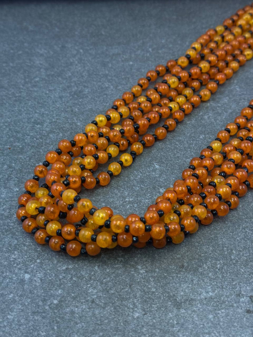 ORANGE, BLACK RESIN BEAD AND HOOK NECKLACE