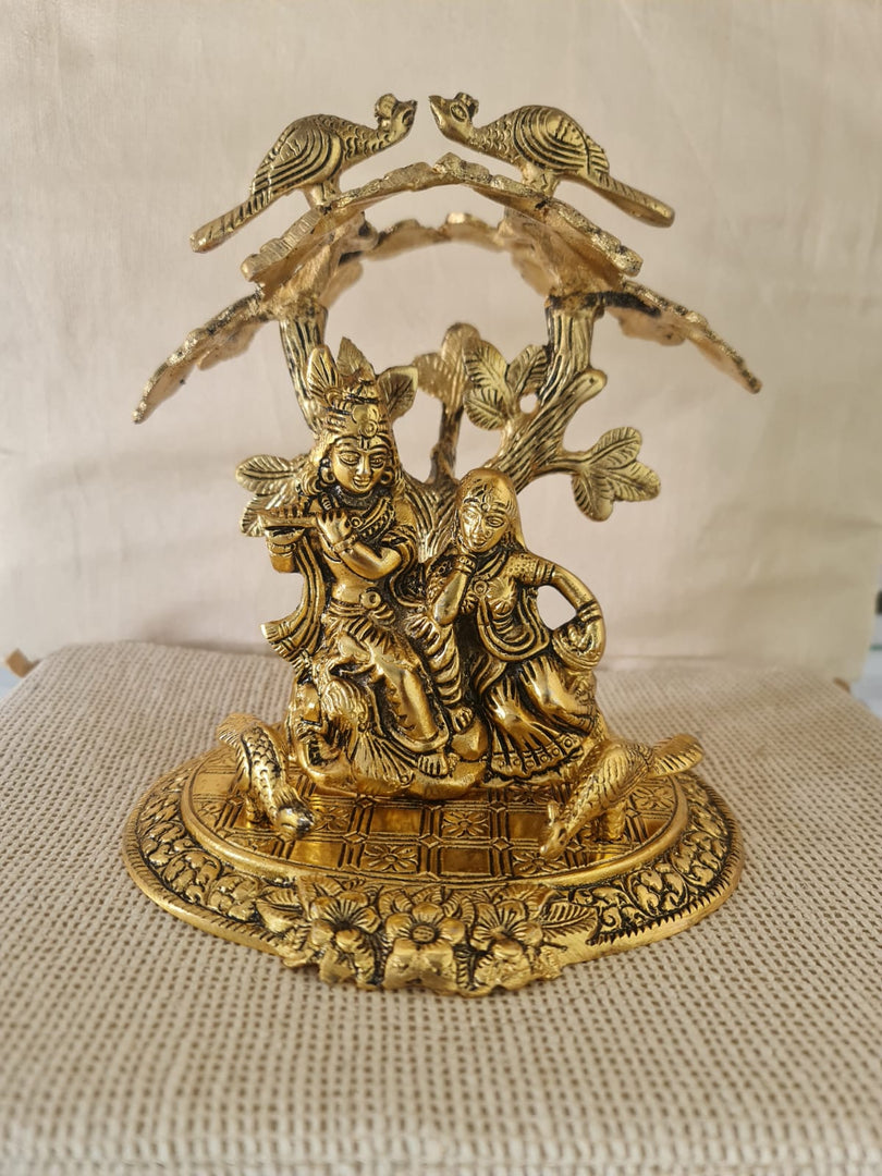 Sh- 108 White metal with laquer polish Radha krishna with tree