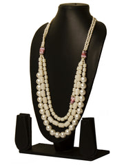White Artificial Pearl Bead 3 Layered Necklace