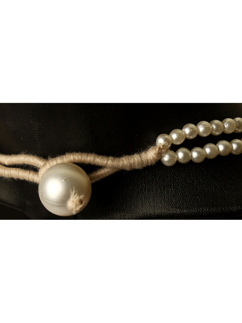 NK 13124 White Artificial Pearl Bead 3 Layered Necklace