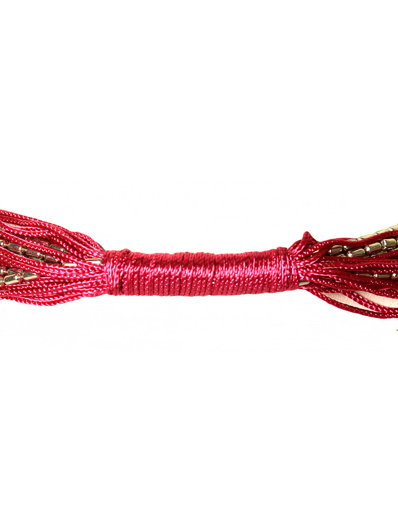 BBN 105D Fuscia Resham Thread & Metal Strings Necklace.