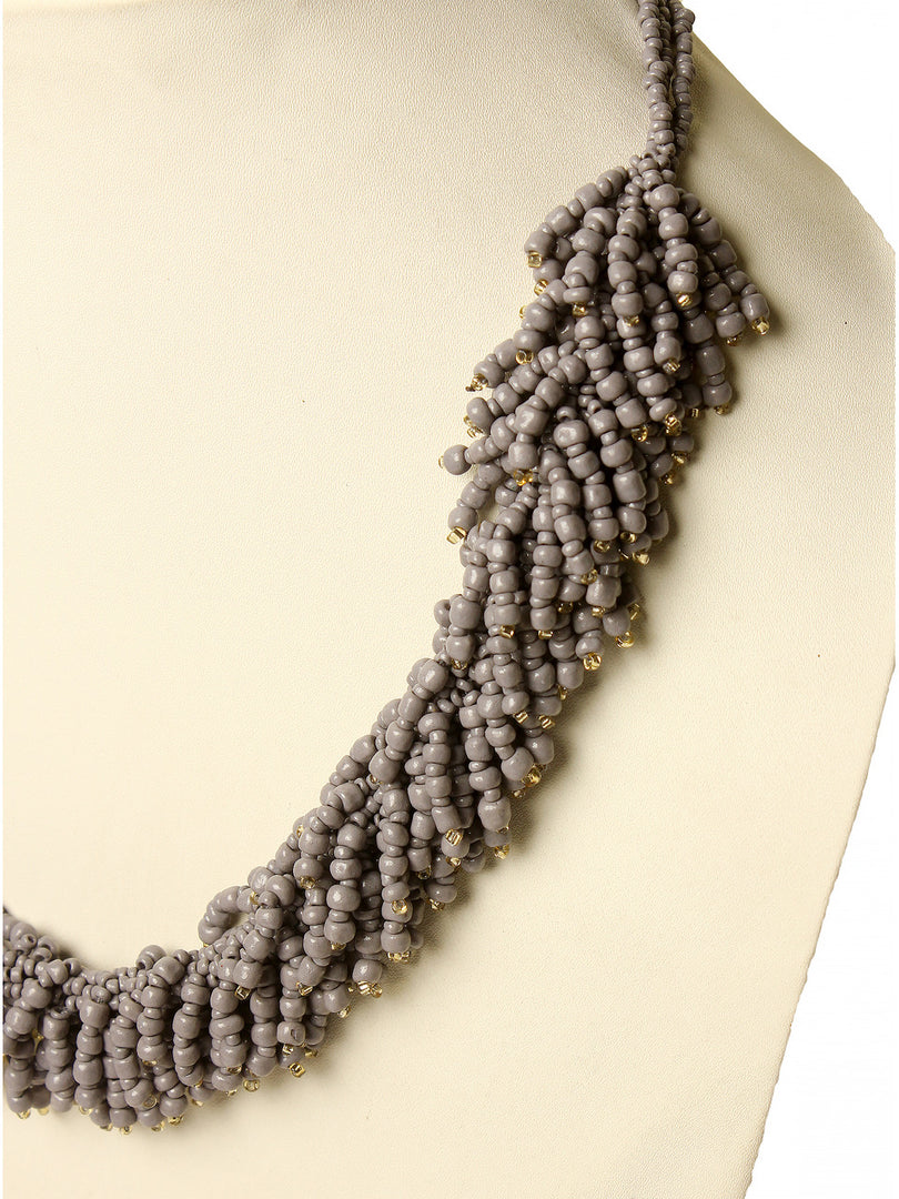 BBN 106C Grey Seed Bead Necklace