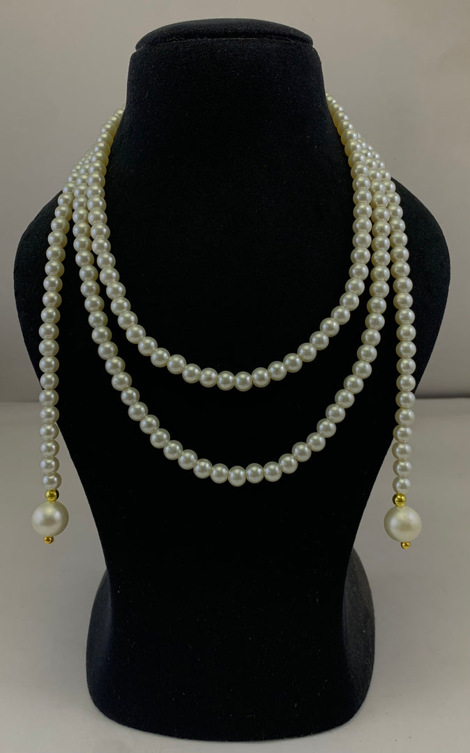 NK15705 - MULTY LAYERED GLASS PEARL BEAD NECKLACE