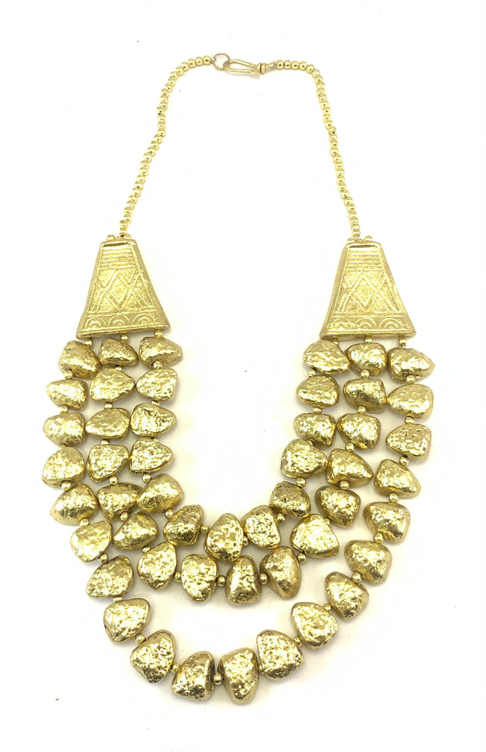 NK14230F - ALUMINIUM METAL BEAD BRONZE GOLD COLOR NICKLE FREE NECKLACE